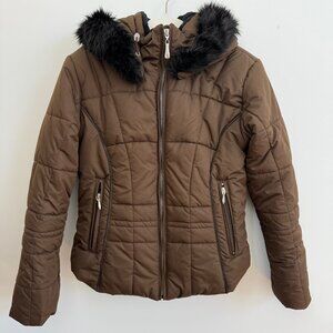 Obermeyer Gisele Ski Jacket Size 8 Brown with Black Trim